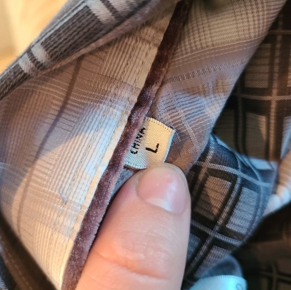 Bugatchi Uomo Shaped Fit Grey and White Plaid Button Down Shirt Work Shirt Large - Picture 9 of 11